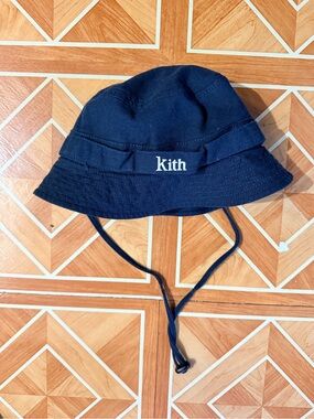 Kith Kids Dark Blue Bucket Hat with Chin Strap
